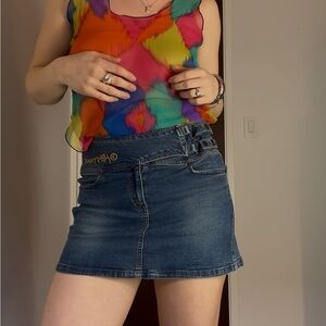 Y2k Punky Fish Denim Mini Skirt
